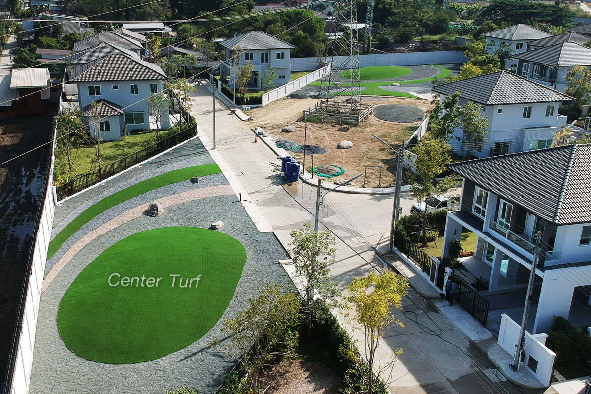 หญ้าเทียมจัดสวนกลางแจ้ง โครงการ L&H สีวลี สันกำแพง