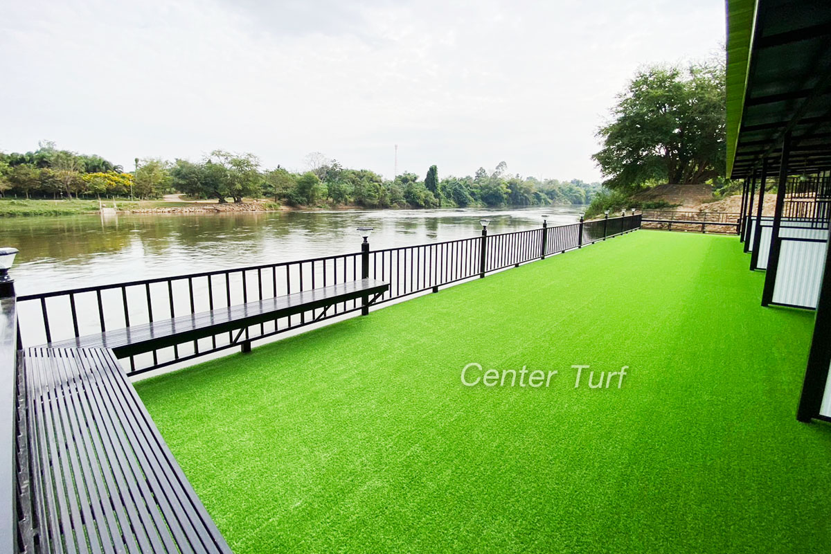 งานติดตั้งหญ้าเทียมตกแต่งสถานที่ @การันตีรีสอร์ต จ.กาญจนบุรี
