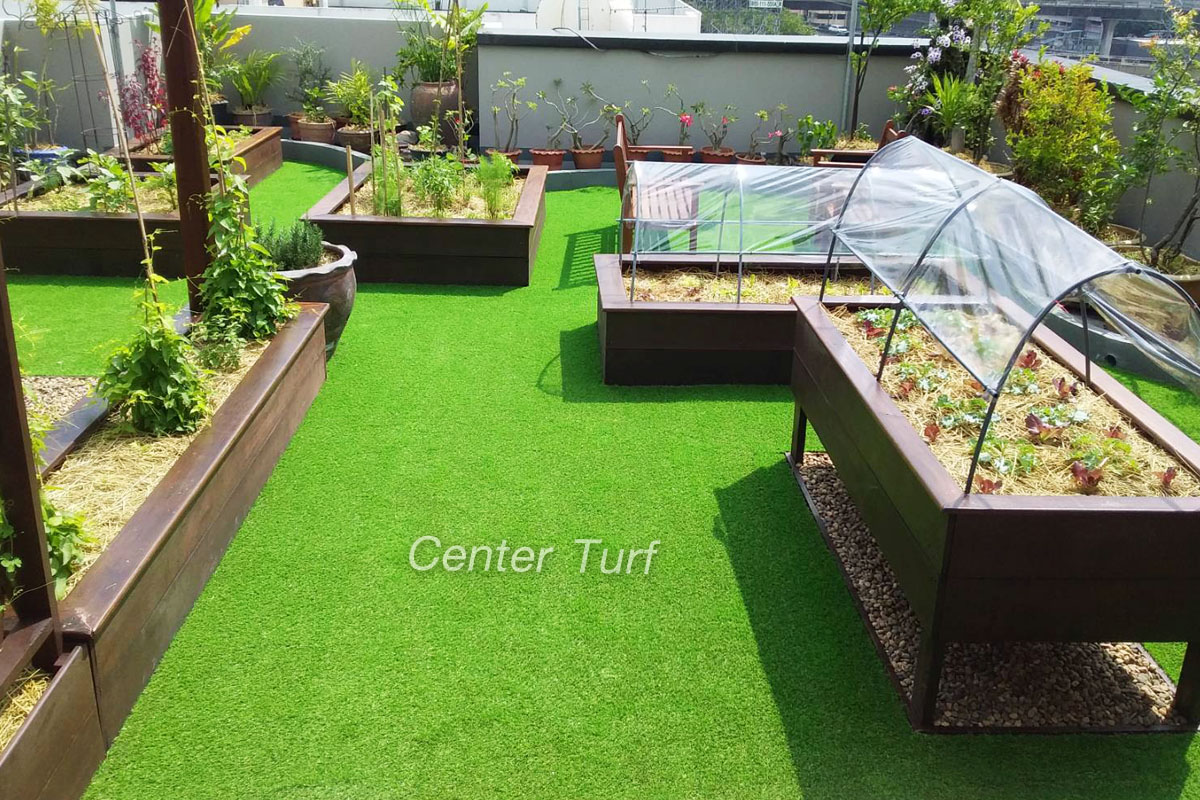 ติดตั้งหญ้าเทียมบนดาดฟ้า บริษัท ลีฟวิ่ง เซ็นเตอร์ จำกัด