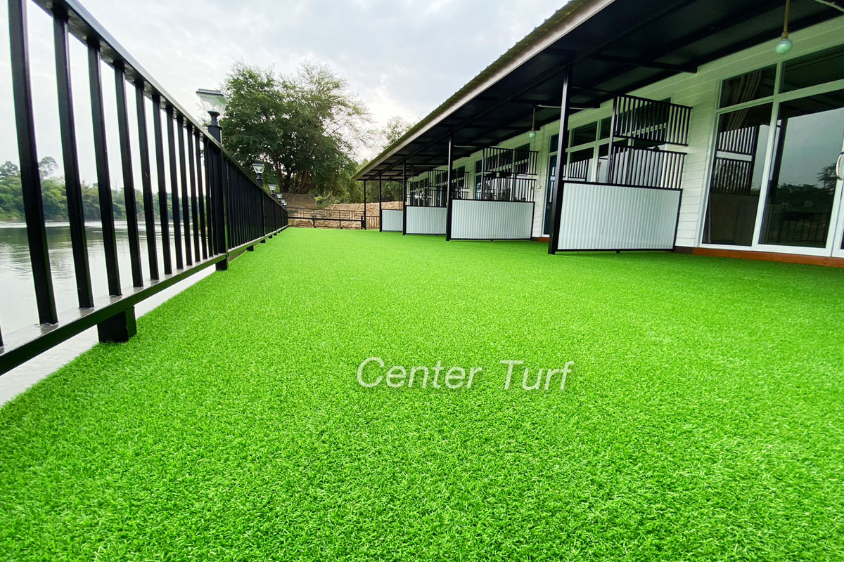 งานติดตั้งหญ้าเทียมตกแต่งสถานที่ @การันตีรีสอร์ต จ.กาญจนบุรี