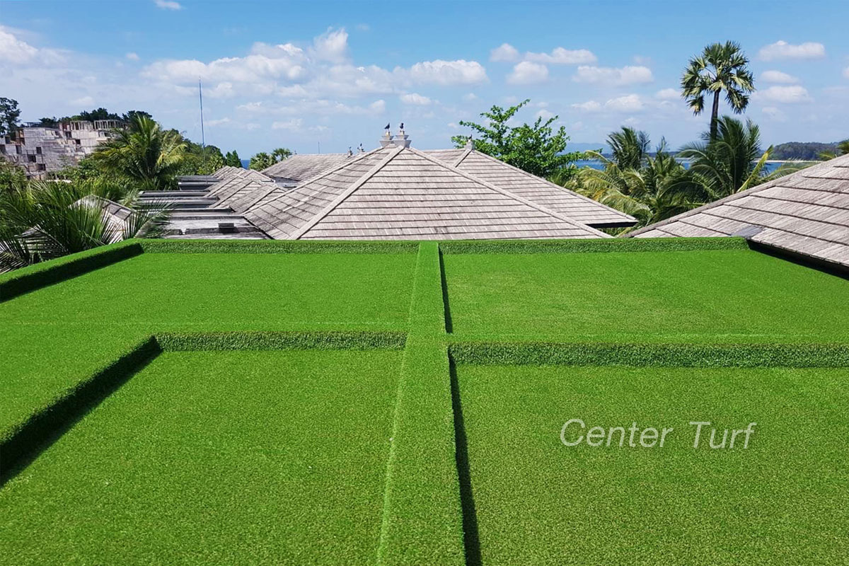 ผลงานการติดตั้งหญ้าเทียมบนหลังคา   ปรับทัศนียภาพให้สวยงามในทุกองศา