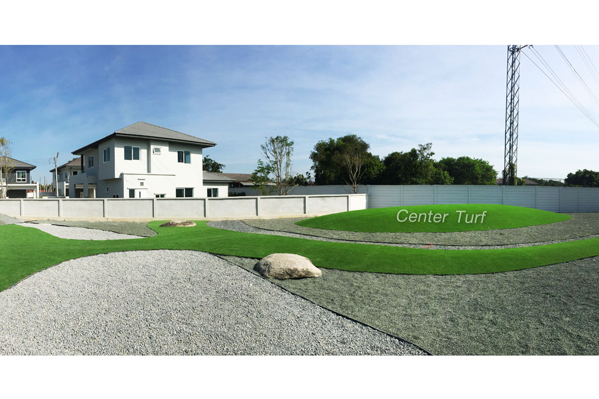 หญ้าเทียมจัดสวนกลางแจ้ง โครงการ L&H สีวลี สันกำแพง